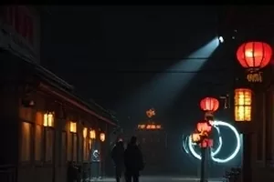 静默街区剧集封面:清晨无人的街道与路灯
